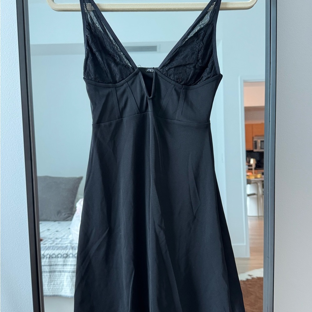 NWT ZARA black lace mini dress
